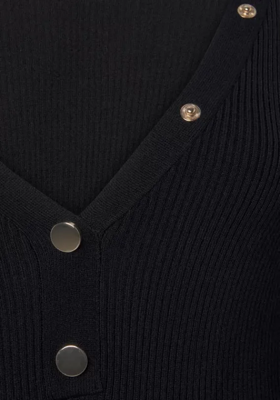 Kurze Kleider|Buffalo Strickkleid Schwarz