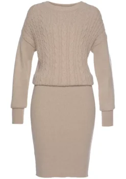Kurze Kleider|LASCANA Strickkleid Beige