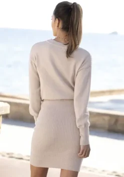 Kurze Kleider|LASCANA Strickkleid Beige