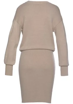 Kurze Kleider|LASCANA Strickkleid Beige