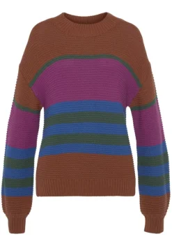 Pullover|LASCANA Strickpullover Braun Gestreift