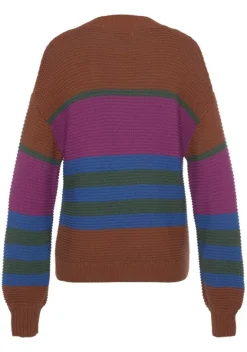 Pullover|LASCANA Strickpullover Braun Gestreift