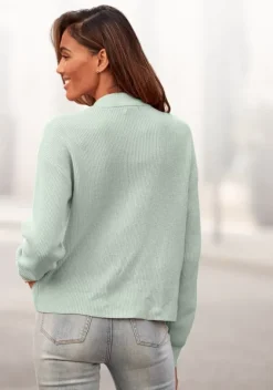 Pullover|LASCANA Strickpullover Salbeigrun