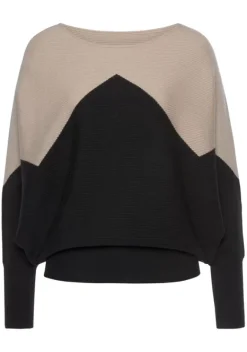 Pullover|LASCANA Strickpullover Sand-Schwarz