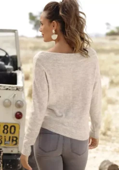 Pullover|LASCANA Strickpullover Beige-Meliert