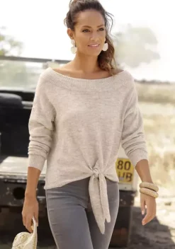 Pullover|LASCANA Strickpullover Beige-Meliert