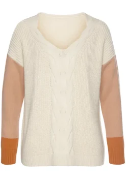 Homewear-Oberteile|LASCANA Strickpullover Creme-Orange-Apricot