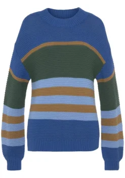 Pullover|LASCANA Strickpullover Blau Gestreift
