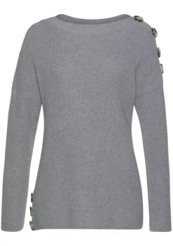 Pullover|LASCANA Strickpullover Hellgrau-Meliert
