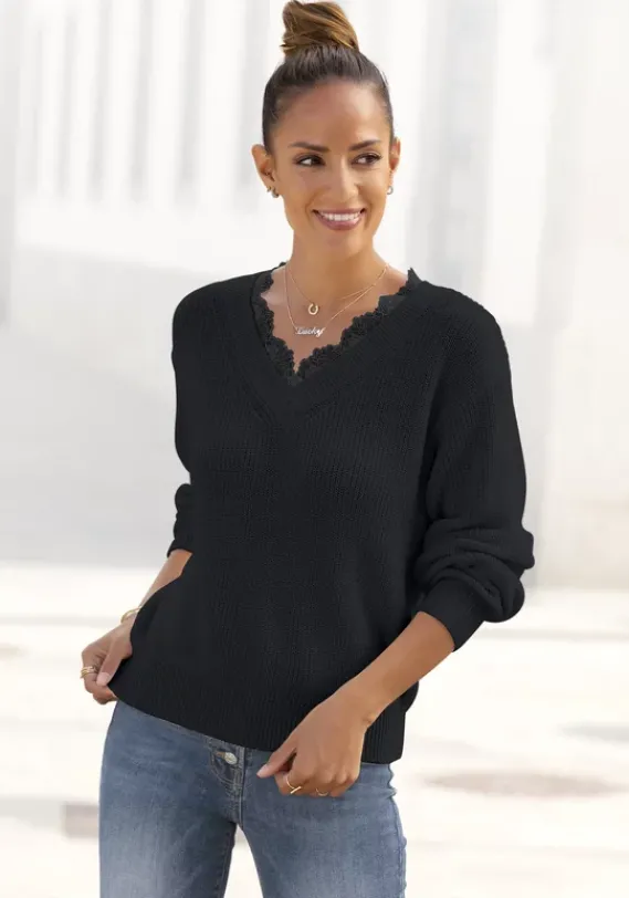 Pullover|LASCANA Strickpullover Schwarz