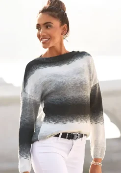 Pullover|Vivance Strickpullover Schwarz-Weis-Grau
