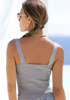 Damenshirts|LASCANA Stricktop Grau-Meliert