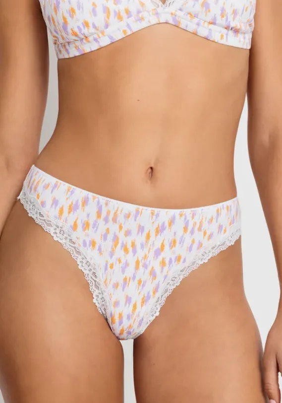 Nachhaltige Dessous & Wasche|LSCN by LASCANA String Weis Bedruckt