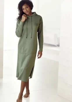 Strandkleider|Buffalo Sweatkleid Moosgrun