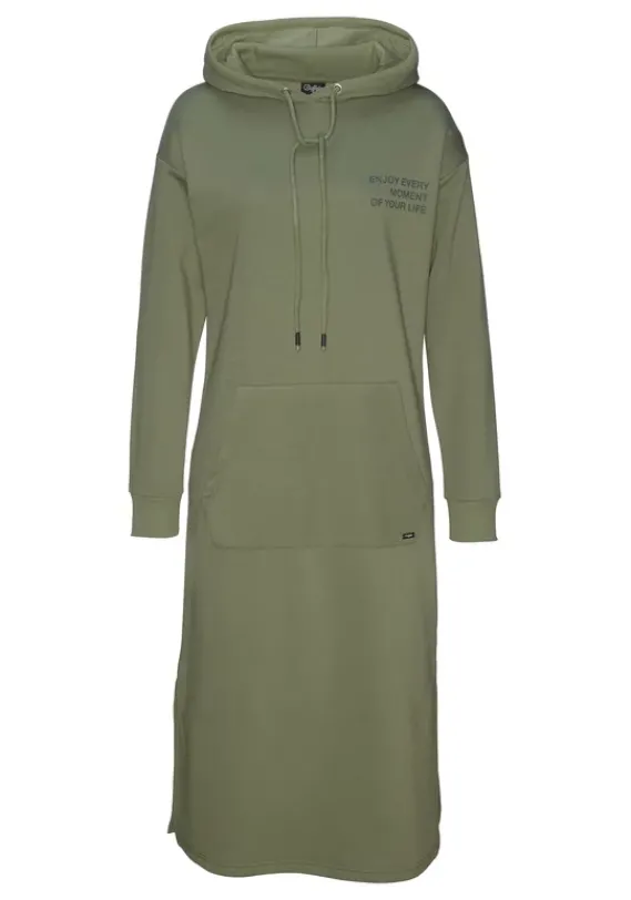 Strandkleider|Buffalo Sweatkleid Moosgrun