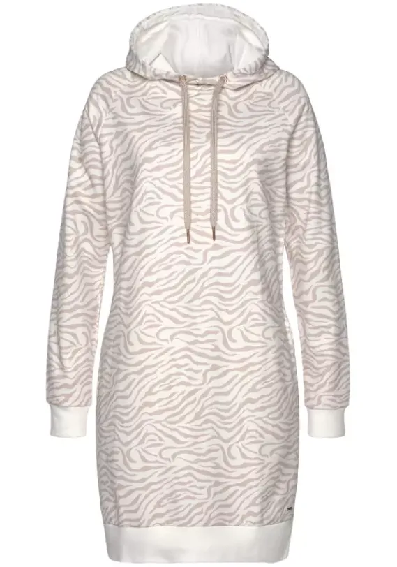 Strandkleider|LASCANA Sweatkleid"Mit Kapuze" Nougat-Beige