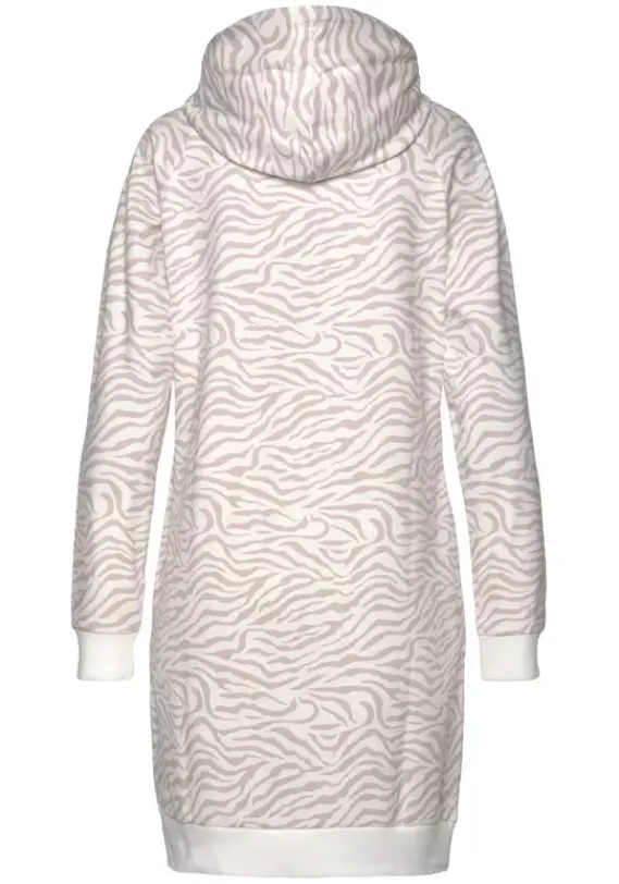 Strandkleider|LASCANA Sweatkleid"Mit Kapuze" Nougat-Beige