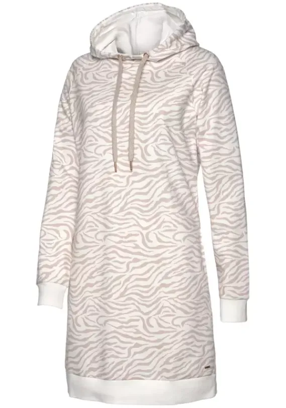 Strandkleider|LASCANA Sweatkleid"Mit Kapuze" Nougat-Beige