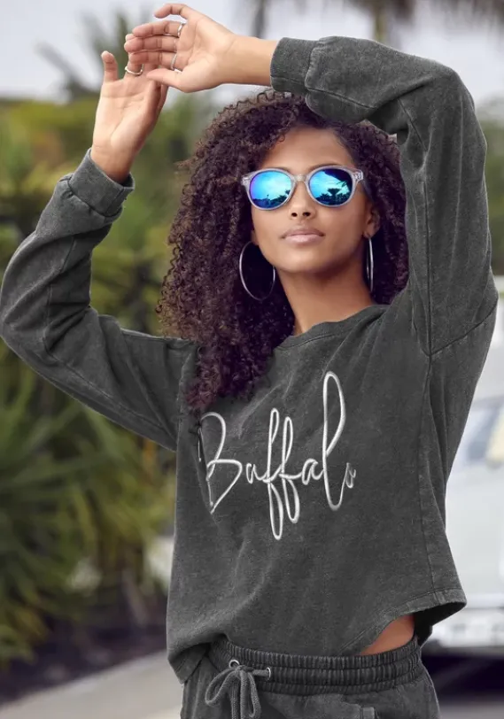 Homewear-Oberteile|Buffalo Sweatshirt Schwarz