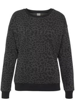 Damenshirts|Bench. Sweatshirt"Animalprint" Grau-Schwarz-Leo