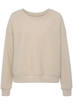 Homewear-Oberteile|s.Oliver Sweatshirt"Aus Ripp-Qualitat" Creme