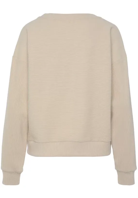 Homewear-Oberteile|s.Oliver Sweatshirt"Aus Ripp-Qualitat" Creme