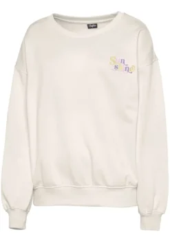 Damenshirts|Buffalo Sweatshirt"Mit Rippbundchen" Creme