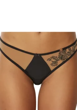 Slips|JETTE Tanga Schwarz-Caramel