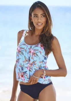 Bikini-Oberteile|LASCANA Tankini-Top"Malia" Hellblau-Bedruckt