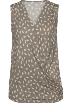 Damenshirts|Vivance Tanktop Taupe-Creme Bedruckt