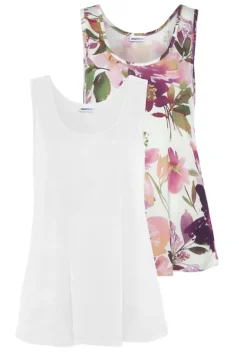 Damenshirts|Beachtime Tanktop Bedruckt+Weis