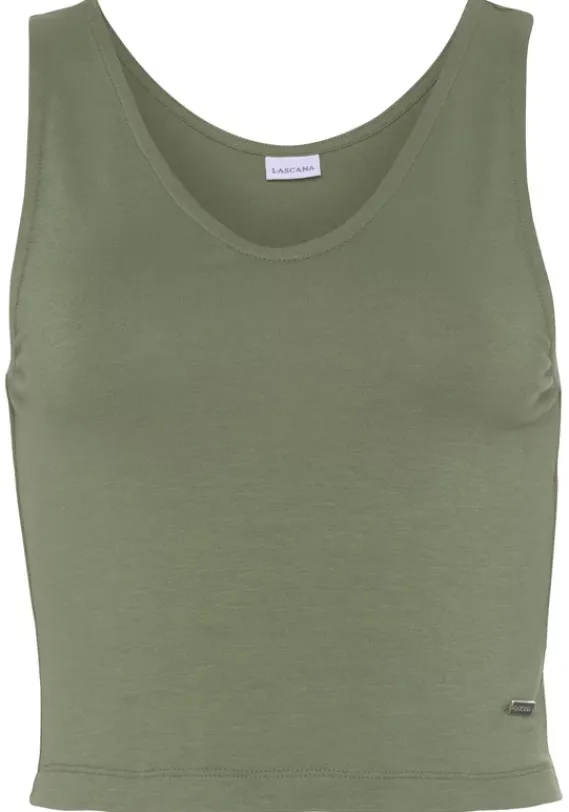 Damenshirts|LASCANA Tanktop Dunkelgrun