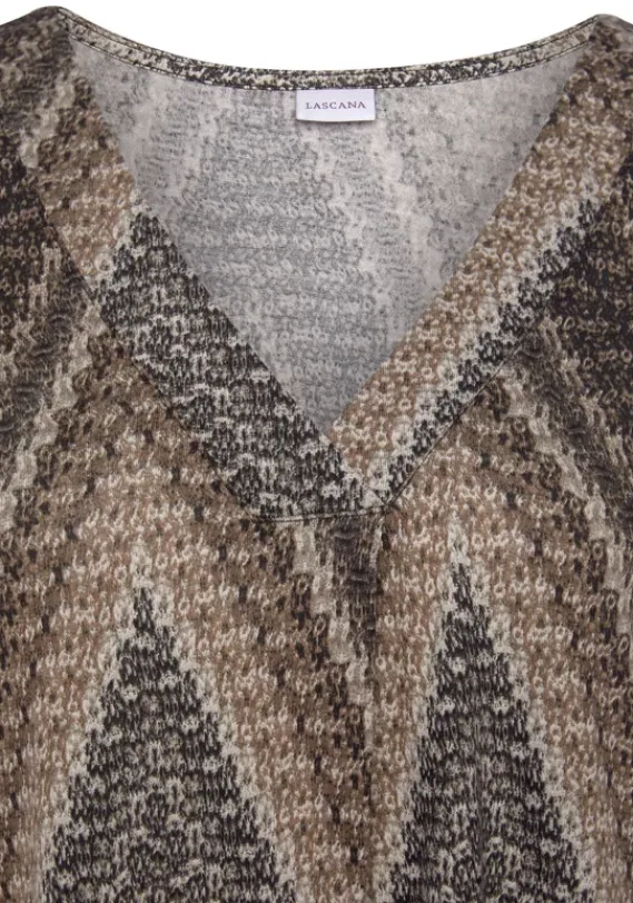 Damenshirts|LASCANA Tanktop Schwarz-Braun-Creme Bedruckt