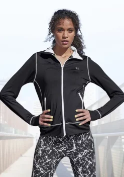 Jacken & Mantel|LASCANA ACTIVE Trainingsjacke"Black Marble" Schwarz-Weis
