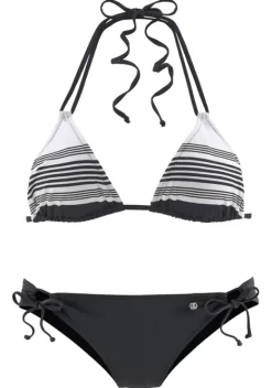 Triangel-Bikinis|JETTE Triangel-Bikini Schwarz-Weis