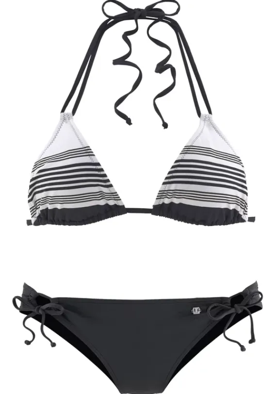 Triangel-Bikinis|JETTE Triangel-Bikini Schwarz-Weis