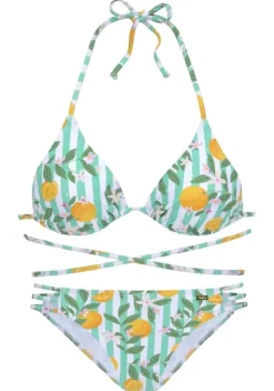 Triangel-Bikinis|Buffalo Triangel-Bikini"Capri" Mint-Orange Bedruckt