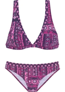 Triangel-Bikinis|s.Oliver Triangel-Bikini"Medley" Magenta Bedruckt