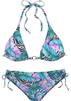 Triangel-Bikinis|Vivance Triangel-Bikini"Piuma" Schwarz-Bunt