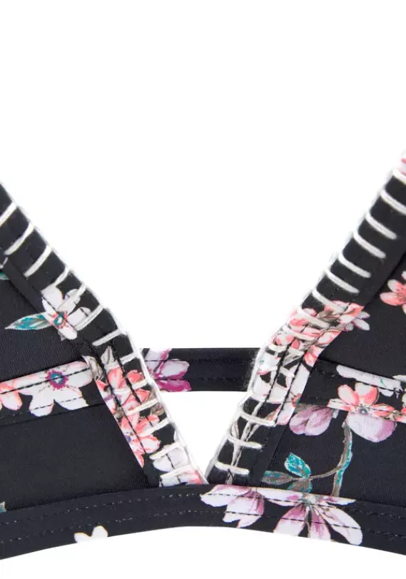 Triangel-Bikinis|Sunseeker Triangel-Bikini-Top"Ditsy" Schwarz-Bedruckt