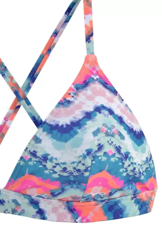 Triangel-Bikinis|Venice Beach Triangel-Bikini-Top"Face" Blau-Orange