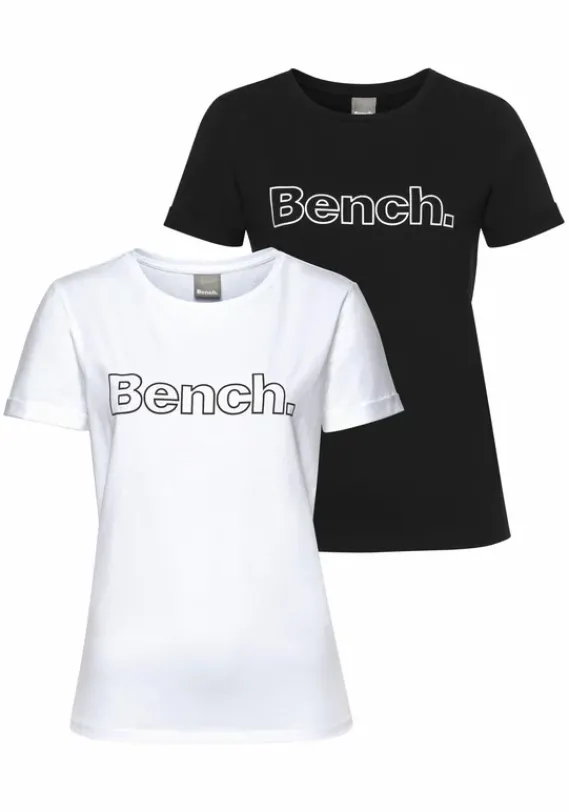 Damenshirts|Bench. T-Shirt Schwarz, Weis