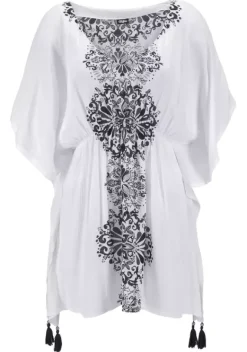 Kurze Kleider|Buffalo Tunika Weis-Schwarz-Bedruckt