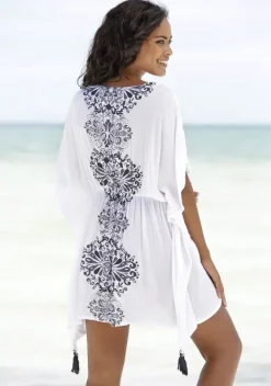 Kurze Kleider|Buffalo Tunika Weis-Schwarz-Bedruckt