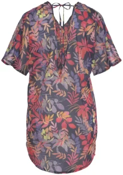 Kurze Kleider|Vivance Tunika Blau-Orange-Bedruckt