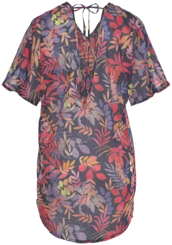 Kurze Kleider|Vivance Tunika Blau-Orange-Bedruckt