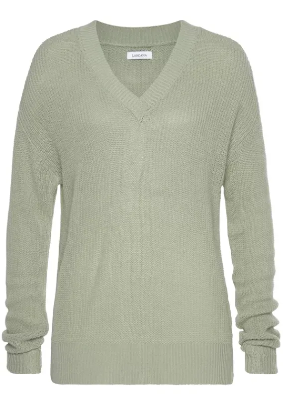 Pullover|LASCANA V-Ausschnitt-Pullover Mint