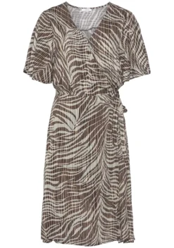 Kurze Kleider|LASCANA Wickelkleid Braun-Lindgrun Bedruckt