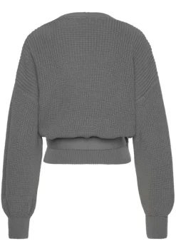 Jacken & Mantel|LASCANA Wickelstrickjacke Grau