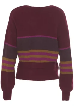 Jacken & Mantel|LASCANA Wickelstrickjacke Beere Gestreift